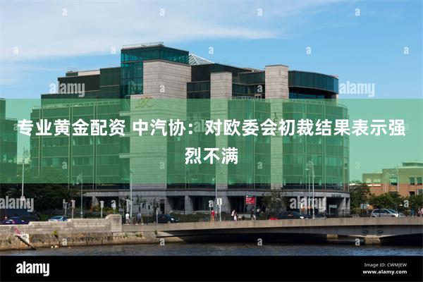 专业黄金配资 中汽协：对欧委会初裁结果表示强烈不满